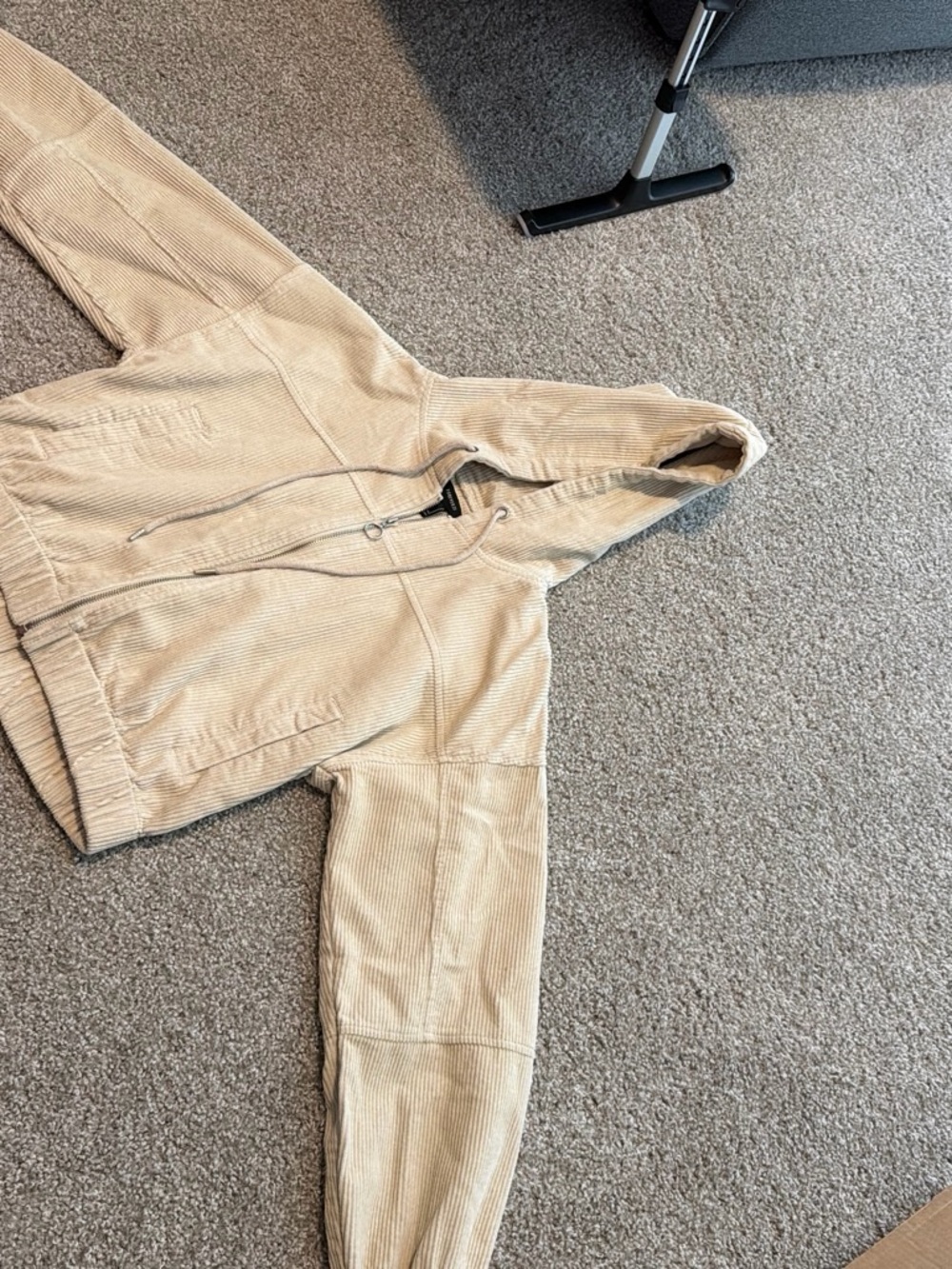 Forever 21 Beige Corduroy Zip Hoodie